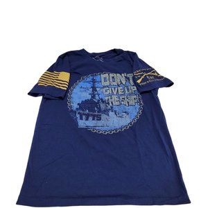 Grunt Style T-Shirt Blue Short Sleeve Don't Give Up The Ship Crew Neck Men L